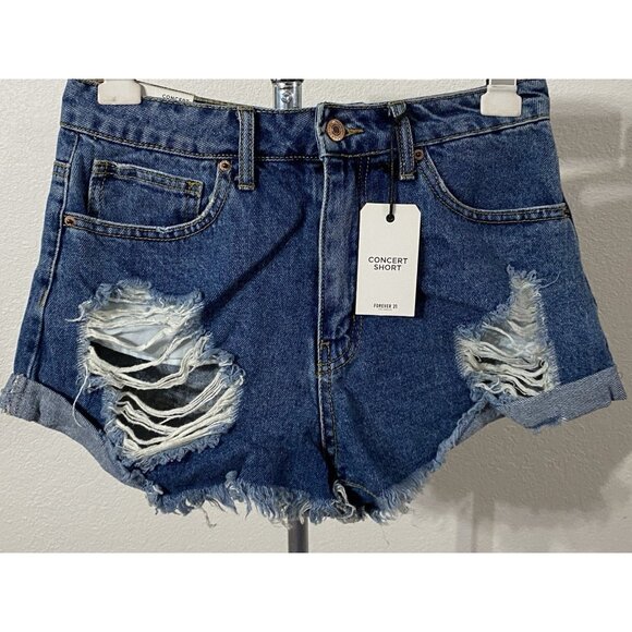 Forever 21 Concert Short Womens 28X2.5 (tag reads 27”) Blue Jean Cutoff Shorts - Picture 1 of 10